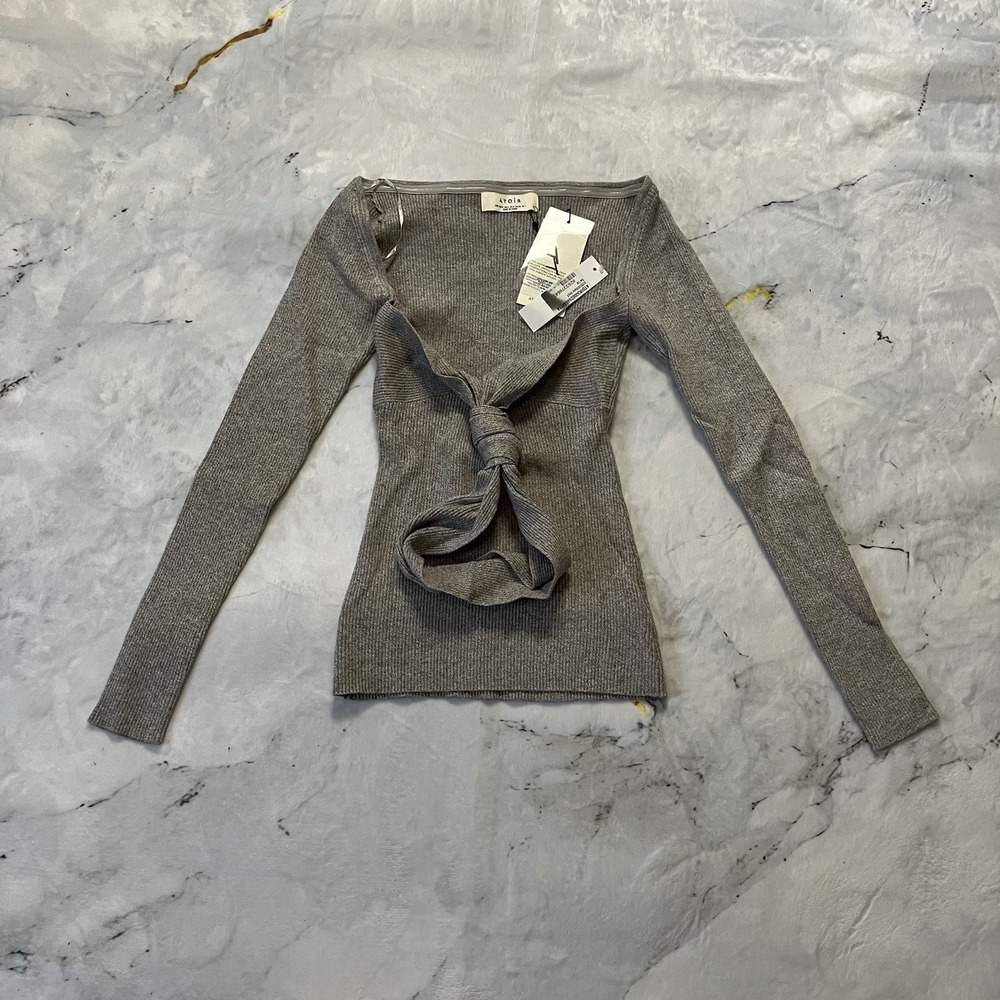 Atoir Sweater Top Womens Size 4‎ Glacier Grey Long Sleeve Ribbed Knit